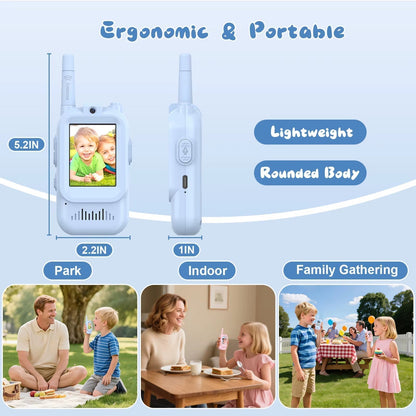 Kids Video Walkie Talkie Toys 2 Pack Rechargeable Interphone Toy with HD Camera & Voice Changer Gift Toys for Boys & Girls